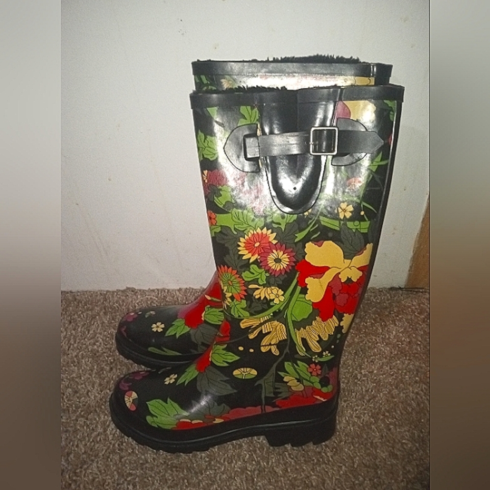 Floral rain boots